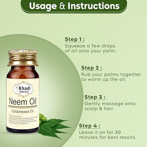Khadi Omorose Pure Neem Oil Coldpressed Carrier Oil, 30 Ml