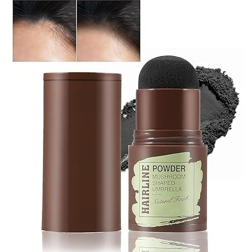 Foyken Hairline Powder Stick,Hair Shadow Powder Root Touch Up Powder, Waterproof Hair Shading Sponge Pen Hair Filler Powder For Cover Gray Hair Root, Hair Touch-Up, Thin Hair (Black)(4 Gram)