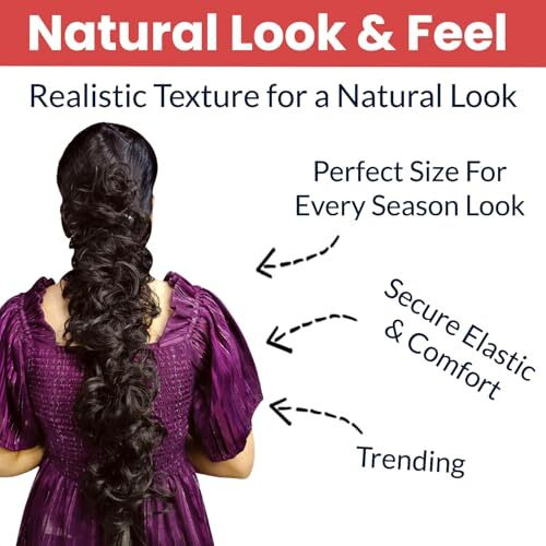Temperia Messy Hair Frill Extension For Women & Girls - Premium Braid Ponytail Hair Accessories - Brown - 1 Pc
