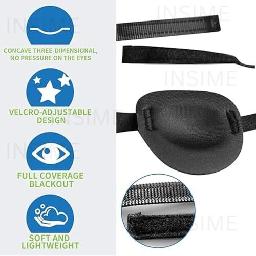 Insime Pirate Eye Patch For Kids | Adjusable Eye Patches For Lazy Eye | Soft 3D Groove Design Eye Patches For Left Or Right Eyes (Pack Of 2)