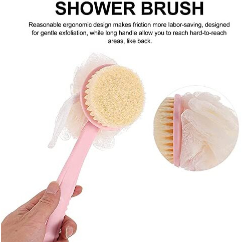 Beloxy 2 In 1 Body Brush - Back Body Loofah Brush Long Handled With Bristles Back Scrubber For Improve Skin Exfoliating Bath, Massage, Wet Or Dry Brushing Back Scrubber For Shower (Multi)