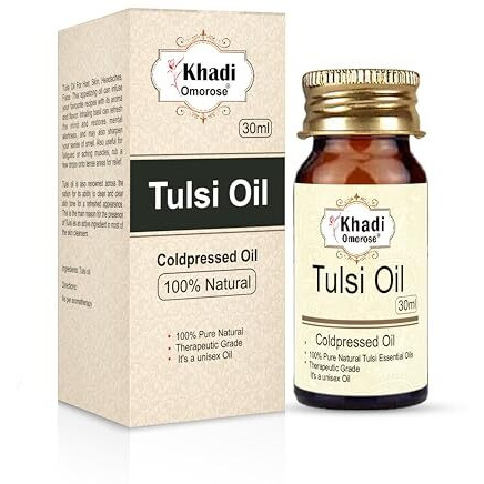Khadi Omorose Coldpressed Tulsi Oil, 30 Ml | Pure & 100 Natural | Undiluted For Skin, Hair & Health Benifits |