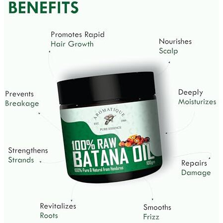 Aromatique Raw Batana Oil | Unrefined Cold Pressed Batana Oil For Hair Growth By Dr Sebi Sourced From Honduras | Hair & Skin Nourishment Oil (100 Gms)