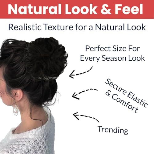Temperia Hair Accessories For Women Stylish - Juda Hair Buns For Women - Messy Bun Hair Extension - Artificial Fake Hair Donuts Bun Maker Scrunchies - With Elastic Rubber Band - Black - Pack Of 1