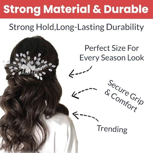 Temperia Hair Accessories For Women's & Girls - Stylish Artificial Flowers & Crystal Pearls Bun Juda Bridal Brooch For Hairstyle & Decoration - Pins & Clips For Style Of Bride (Dn108) (White & Silver)