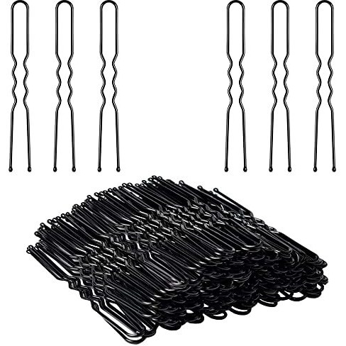 Temperia U Hair Pins For Women & Girls | Juda Pins (Pack Of 100) (With Storage Box) (7Cm Long) | Stylish U-Shaped Hairpins For Hairstyling | Hair Styling Accessories Clips (Black)