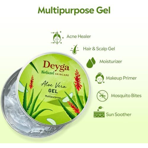Deyga Aloe Vera Gel | Multipurpose Gel | Aloe Vera Gel For Skin, Face, And Hair | Suits All Skin Type | Men & Women (100G) Pack Of 1