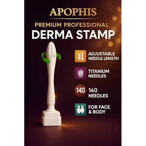 Apophis 140 Titanium Adjustable Micro Needles Facial Derma Roller Kit For Skin Repair, Face, Hair & Beard Growth (Skin & Hair & Beard Growth)