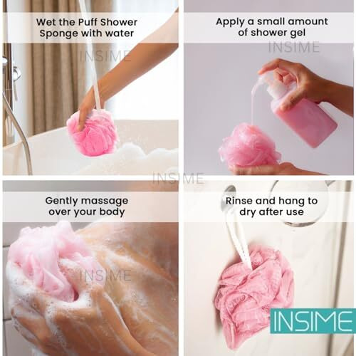 Insime Body Loofah For Bathing For Women Men Kids (Pack Of 4)|Extra Soft Bath Sponge For Bathing & Loofah For Women Men|Body Wash Bath Scrubber For Bathing|Exfoliating Bathing Scrub Lofas - 60G