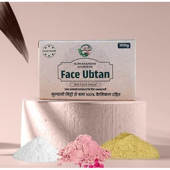 Suryanandini Ayurveda Hand Made Multani Mitti Mukh Sodhak Face Ubtan |With Herbal Daily Bath Soap. Suitable For All Skin Types | 100G (Pack Of-4)