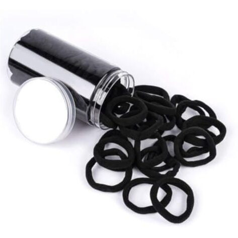 Seeotwo Black Hair Ties Soft Premium Elastic No Damage Seamless Ouchless Soft Stretchable Non-Slip Cotton Rubber Bands, Thick Thin Hair, Ponytail Holders, Scrunchy, Men, Women, Boys, Girls (20)