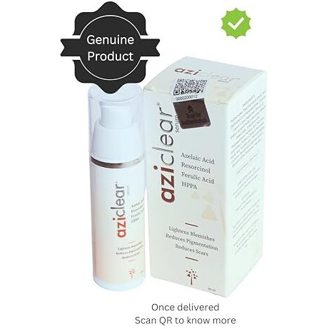 Aziclear Serum Micronized Azelaic Acid Reduces Acne, Pigmentation, Scars & Lightens Blemishes, 30 Ml