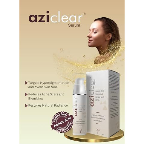 Aziclear Serum Micronized Azelaic Acid Reduces Acne, Pigmentation, Scars & Lightens Blemishes, 30 Ml