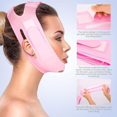 Silicone V Face Mask- Face Lift Up Belt Facial Slimming Bandage Mask Cheek | Chin,Neck Slimming Thin Belt Face Slim Lift Band Double Chin Reducer For Women And Men Tightening Skin (V-Line Mask)