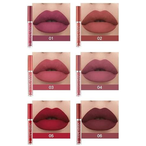 Everdiva Liquid Matte Lipstick Set. Waterproof, Long-Lasting, And Vibrant Colors That Stay All Day. Perfect For Any Occasion, Offering Smooth, Smudge-Proof Perfection - 6 Pcs