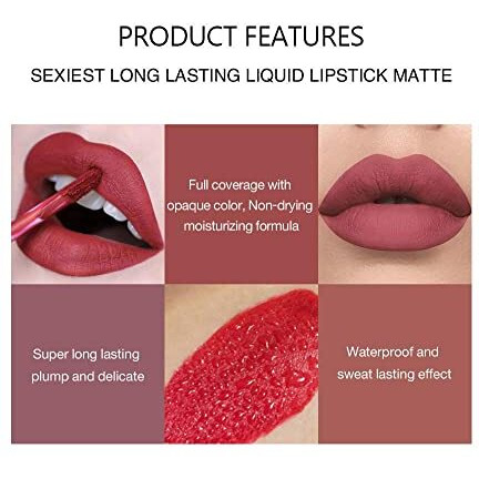 Everdiva Liquid Matte Lipstick Set. Waterproof, Long-Lasting, And Vibrant Colors That Stay All Day. Perfect For Any Occasion, Offering Smooth, Smudge-Proof Perfection - 6 Pcs