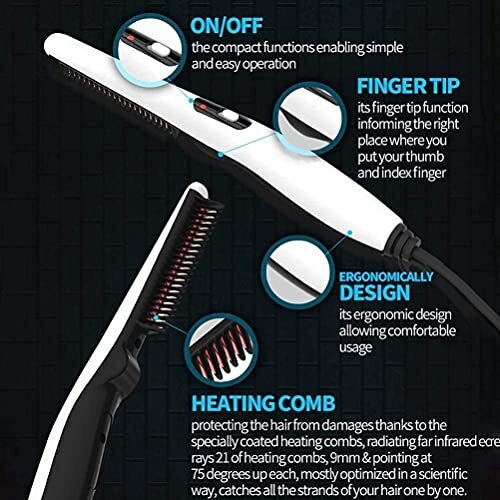 Wazdorf Quick Hair Styler For Men Electric Beard Straightener Massage Hair Comb Beard Comb Multifunctional Curly Hair Straightening (Standard)