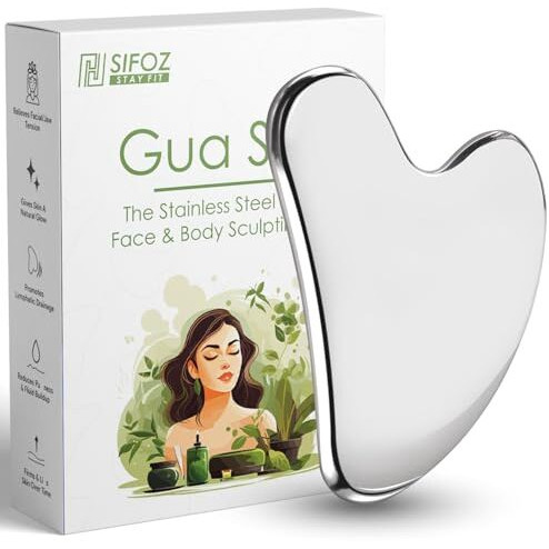 Sifoz Premium Gua Sha Tool For Face, Anti-Aging Facial Massager Tool For Tighten Skin, 100% 304 Stainless Steel Skin Care Gua Sha For Face, Neck, Eye To Reduce Wrinkles And Relax Body Muscles