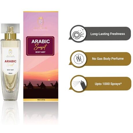 Rawls Arabic Sunset Unisex Body Mist 50Ml | Floral & Sandalwood Fragrance | Fresh & Moisturizing Spray | Luxury Gift For Men/Women