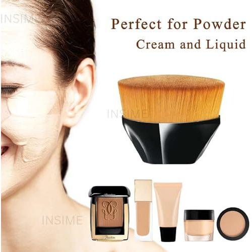 Insime Foundation Brush For Face Makeup | Hexagon Contour Kabuki Face Brush For Makeup Blending Liquid, Cream, Powder | Flat Top Kabuki Compact Brush For Face Makeup With Protective Case