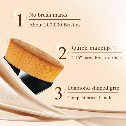Insime Foundation Brush For Face Makeup | Hexagon Contour Kabuki Face Brush For Makeup Blending Liquid, Cream, Powder | Flat Top Kabuki Compact Brush For Face Makeup With Protective Case