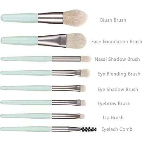 Sloane Brushes With Bag, 8Pcs Professional Makeup Brush Set, Travel Size Cosmetic Brushes Kit For Face Foundation Blush Eye Shadow, Wooden Handle Synthetic Bristle (Multicolor)