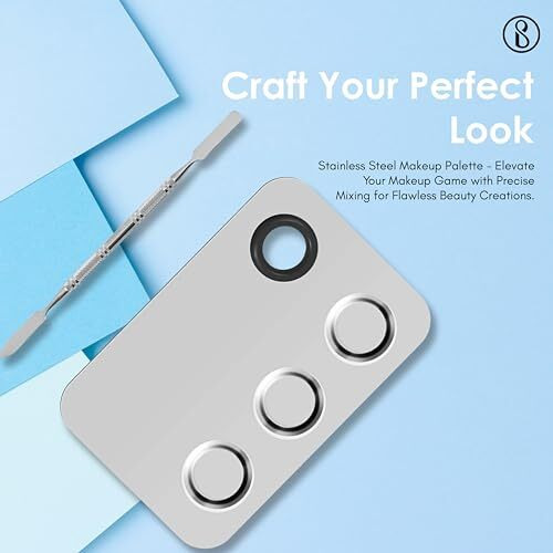Beaut Secrets Cosmetic Makeup Palette, Premium Stainless Steel Metal Rectangle Makeup Mixing Palette With Spatula Artist Tool For Mixing Foundation/Eye Shadow/Eyelash/Lipsticks/Nail Art, Silver
