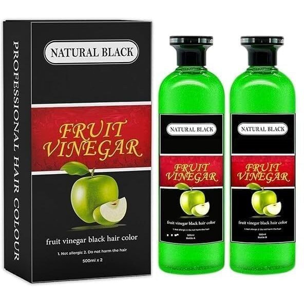 Fruit Vinegar Ammonia Free 10 Minutes Hair Color Colour Gel A + B 500 Ml Each Black/Natural Black (H)