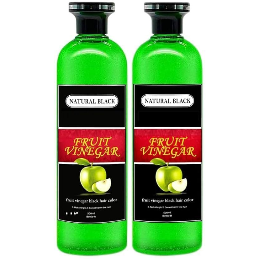 Fruit Vinegar Ammonia Free 10 Minutes Hair Color Colour Gel A + B 500 Ml Each Black/Natural Black (H)