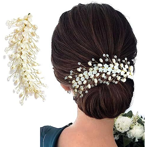 Hair Flare Hair Accessories For Women & Girls, Stylish For Wedding - Artificial Flowers & Pearl Style Juda Bun - Floral Bridal Brooch & Hair Pins - Hairstyle Decoration Bride Clips - 2640