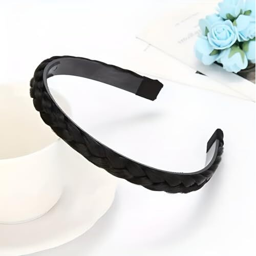 Pactiv 2 Pcs Headband With Synthetic Braided Hair - Plaited With Teeth For Women And Girls - Hair Accessories Band Hoop Hairpieces (Black, Brown)