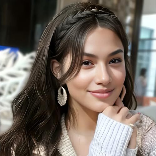 Pactiv 2 Pcs Headband With Synthetic Braided Hair - Plaited With Teeth For Women And Girls - Hair Accessories Band Hoop Hairpieces (Black, Brown)