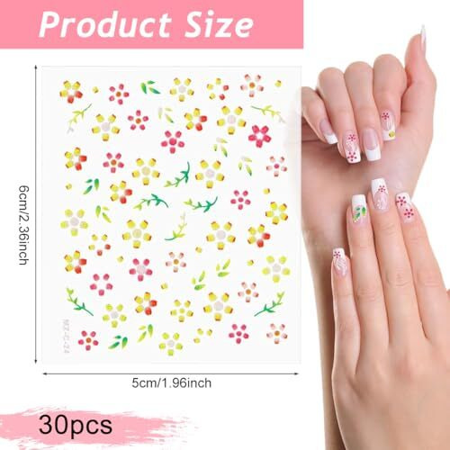 Maycreate Mini Flower Nail Art Stickers 30 Sheet Colorful Daisy For Extension Self-Adhesive Embossing Diy Embellishments