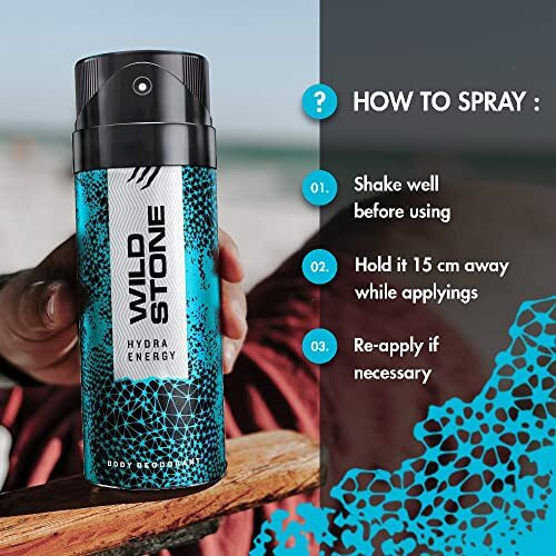 Wild Stone Hydra Energy Spray Deodorants For Men, Long Lasting Strong Masculine Fragrance, Pack Of 2 (150Ml Each)