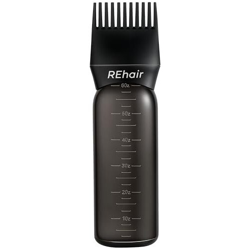 Rehair Plastic - Hair Oil Applicator Comb With Bottle (Black) (Black), 180 Ml