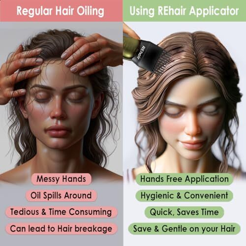 Rehair Plastic - Hair Oil Applicator Comb With Bottle (Black) (Black), 180 Ml