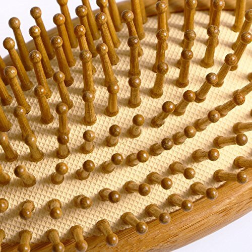 Street27 Natural Bamboo Wood Comb Professional Healthy Paddle Cushion Hair Loss Massage Brush Detangling Hairbrush For Massaging Scalp Hair Care Healthy Anti-Static Hair Brush For Women & Men (M)