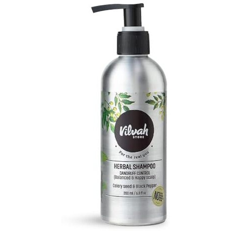 Vilvah Store Herbal Shampoo For Dandruff Control, Anti Dandruff Shampoo, Relieves From Dandruff Related Itching, Soothes Scalp & Nourishes Hair, Sls & Paraben Free, For Men And Women, 200Ml