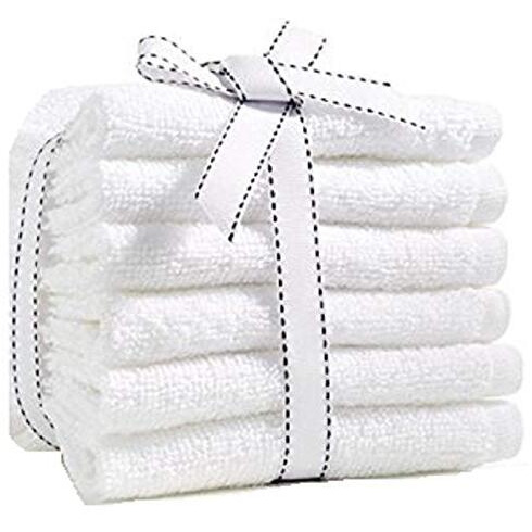 Fresh From Loom Cotton Face Towel 500 Gsm, Size - 12X12 Inch (Set Of 6 Pc White)
