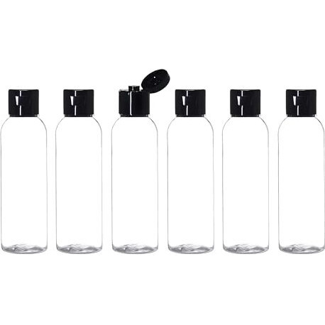 Hian Empty Clear Plastic Travel Bottles | 100Ml, Pack Of 6 (14X4 Cm) | Bpa-Free, Black Flip Caps | Compact, Travel-Friendly Design | Perfect For Toiletries, Sanitizers, Lotions, And Travel Essentials