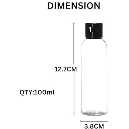 Hian Empty Clear Plastic Travel Bottles | 100Ml, Pack Of 6 (14X4 Cm) | Bpa-Free, Black Flip Caps | Compact, Travel-Friendly Design | Perfect For Toiletries, Sanitizers, Lotions, And Travel Essentials
