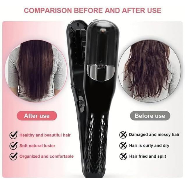 Kiyu Cordless Split End Hair Trimmer Machine | Rechargeable Electric Split Ends Remover Tool For Dry, Damaged, Curly, Frizzy Hair | 2-In-1 Automatic Split End Cutter For Men & Women