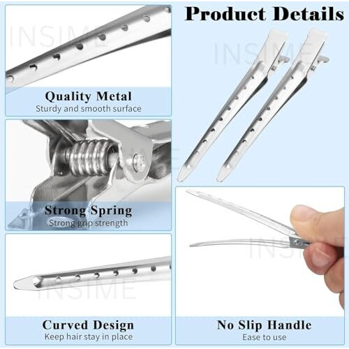 Insime Alligator Section Clips For Hair Styling | Salon Steel Crocodile And Duckbill Clips For Women