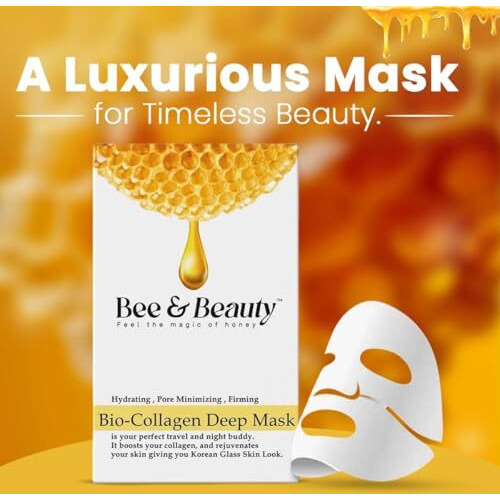 Bee & Beauty Bio Collagen Overnight Mask Pack Of 1 | Korean Face Mask For Glass Skin | Sheet Mask For Deep Hydration, Pore Minizmizing With Goodness Of Honey