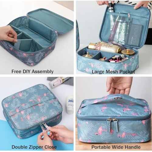 Niwlix Travel Makeup Cosmetic Organizer Bag Travel Pouch Cosmetic Bag Pouches For Women Toiletry Bag Makeup Bag For Women Travel Kit Makeup Pouch (Grey)