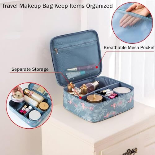 Niwlix Travel Makeup Cosmetic Organizer Bag Travel Pouch Cosmetic Bag Pouches For Women Toiletry Bag Makeup Bag For Women Travel Kit Makeup Pouch (Grey)