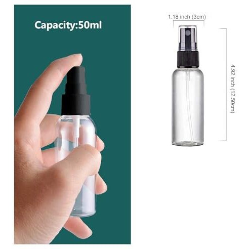 Zollyss Spray Bottles Clear Empty Fine Mist Plastic Mini Travel Bottle Set, Small Refillable Liquid Containers (50 Ml Pack Of 6)