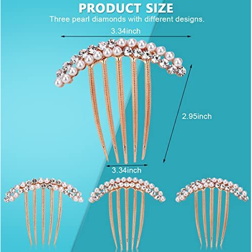 Palay 3 Pcs Pearl Claw Hair Clips Side Comb Rhinestone French Hairpins Metal Decorative Hair Bun Clips Hair Accessories For Women Girls Gift