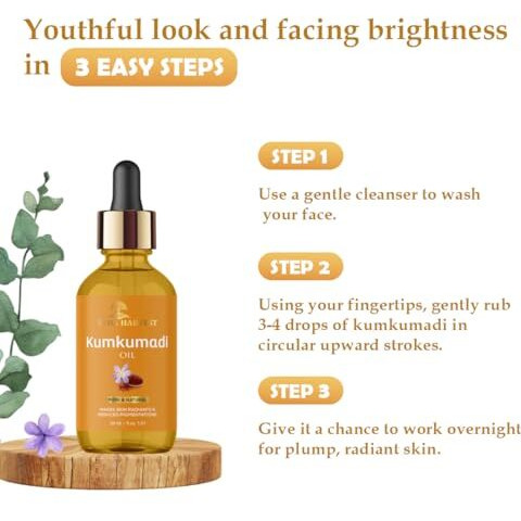 Veda Harvest Kumkumadi Oil/Kumkumadi Tailam For Glowing Skin|Brighten Skin|Acne And Pimples|For Dark Spots,Wrinkles And Pigmentation| Brightening Oil|All Skin Types & No Side Effects|30Ml