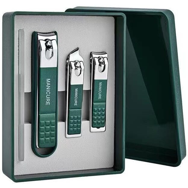 Beaut Secrets - Nail Cutter Set, Ultra Sharp Sturdy Fingernail Toenail Clipper Nail Clipper With Glass File 4 Pcs Set For Men Women Adult Nail Cutter Set For Thick Toenails & Nails (Green Set Of 4 With Box)